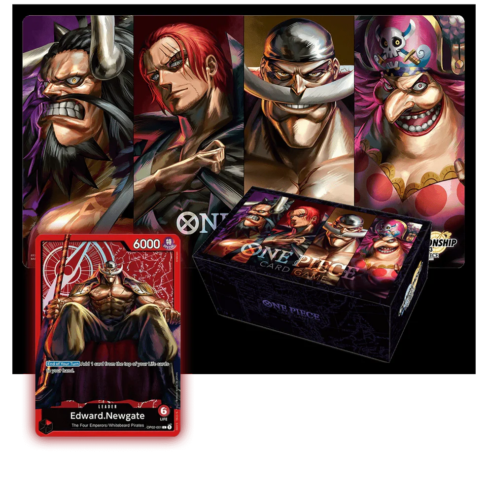 One Piece Card Game - Former Four Emperors Promo Set Playmat Storage Box Leader Card [EN]